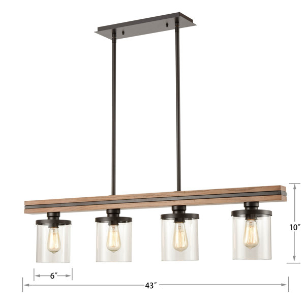 17 Stories Continia 4 Light Oiled Bronze/ Solid Wood Kitchen Island